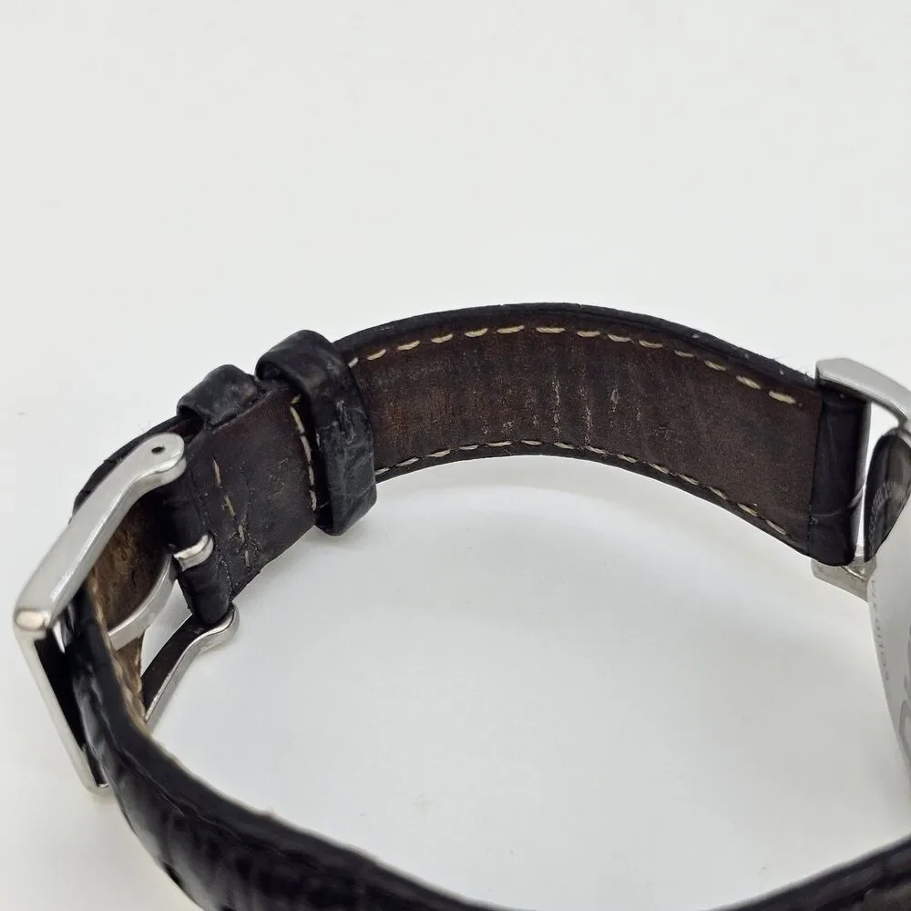 DKNY Women's Watch‎ 36MM Gray Dial Black Leather Band Straps New Battery